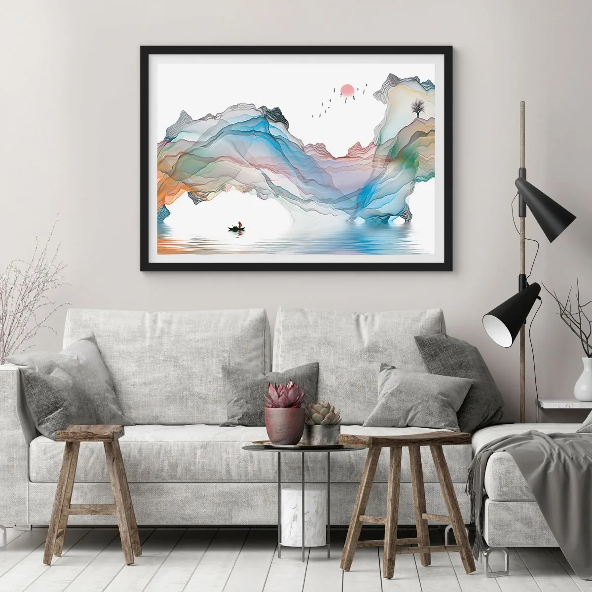 Affisch i svart ram - Mot kristallfjäll - 100x70 cm