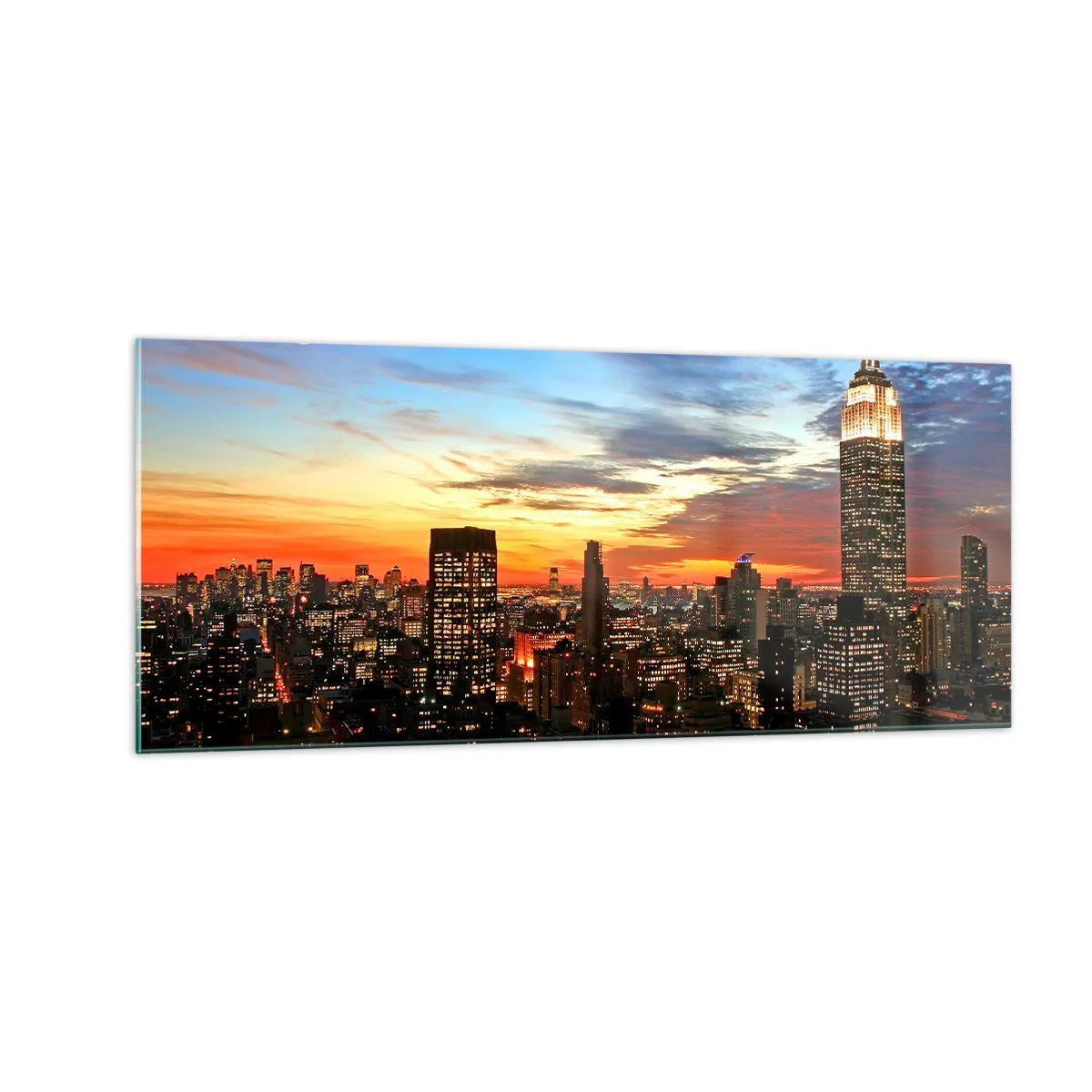 Glastavla - Bild på glas - Amerikansk ljus natt - 100x40 cm