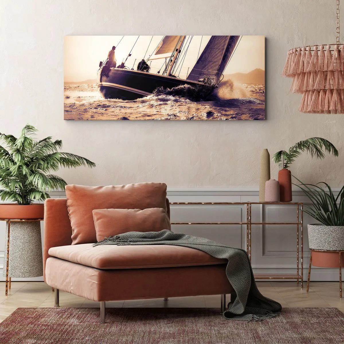 Canvastavla - Bild på duk - Segla seglaren - 120x50 cm