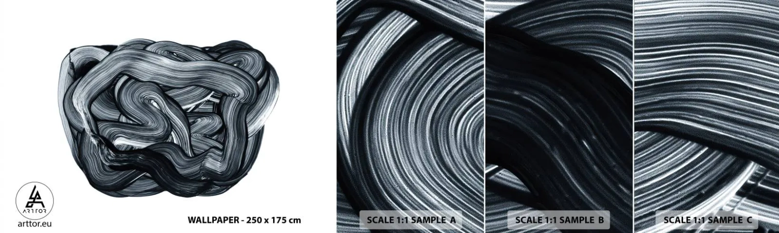 Fototapet Prov Standard Eco - Det är inte så enkelt - Abstraktion, Grafik, Svartvitt - 100x30 cm