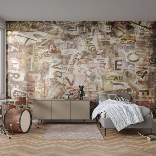 Fototapet Standard Eco - Snacket reduceras till enstaka bokstäver - Graffiti, Väggmålning, Bit - 150x105 cm