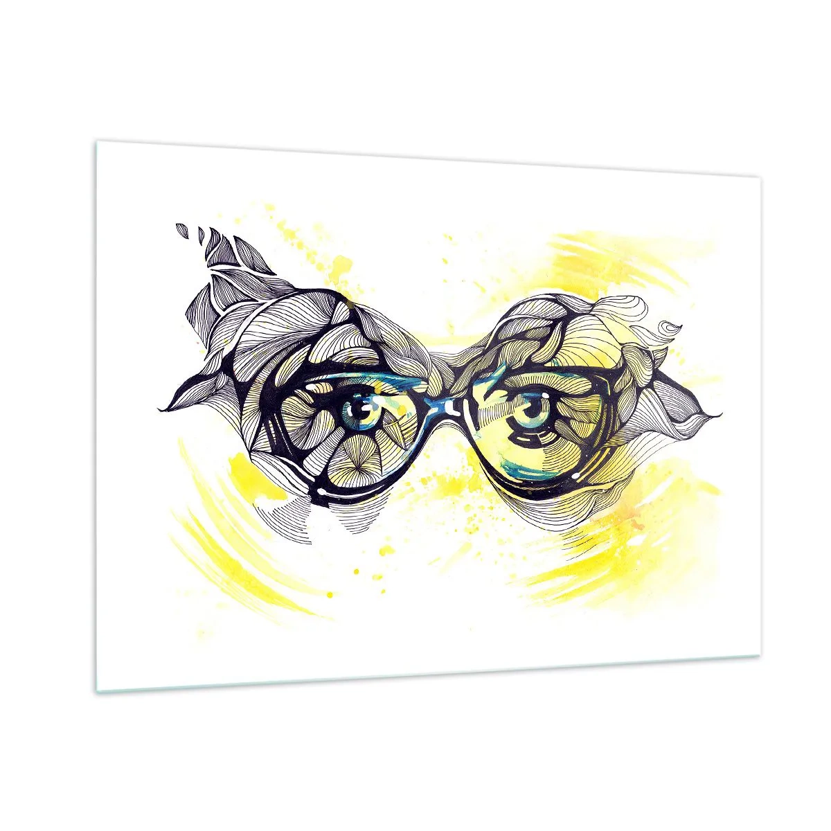 Glastavla - Bild på glas - Genom blåa glasögon - 100x70 cm