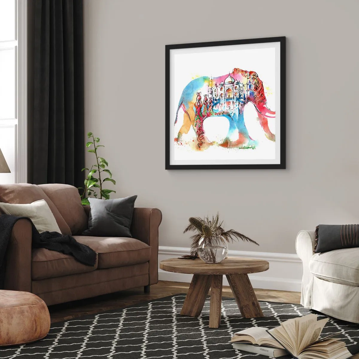 Affisch i svart ram - Indien - kärlekens aura - 60x60 cm