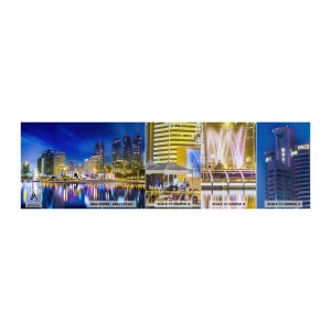 Provbit av fototapet Premium Canvas - Metropolens regnbågsnatt - Stad, Bangkok, Arkitektur - 100x30 cm