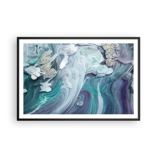 Affisch i svart ram - Blåhetens strömmar - 91x61 cm