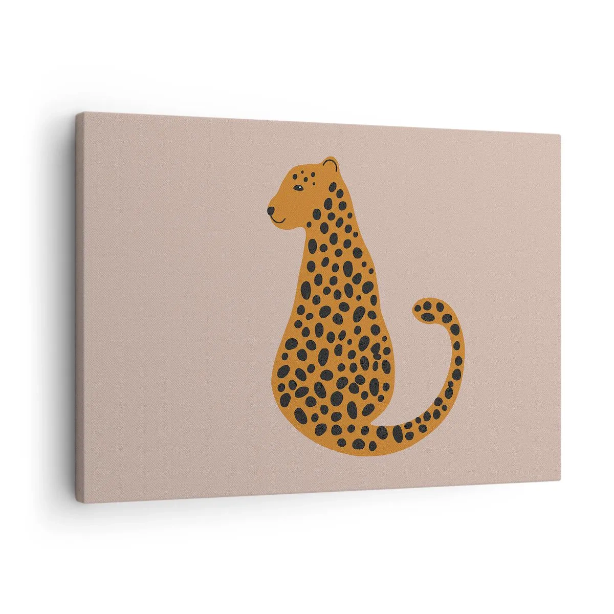 Canvastavla - Bild på duk - En minimalistisk teckning av en panter mot en beige bakgrund - 70x50cm - Pantermönster är inne - Modern väggdekoration för vardagsrum och sovrum ARTTOR
