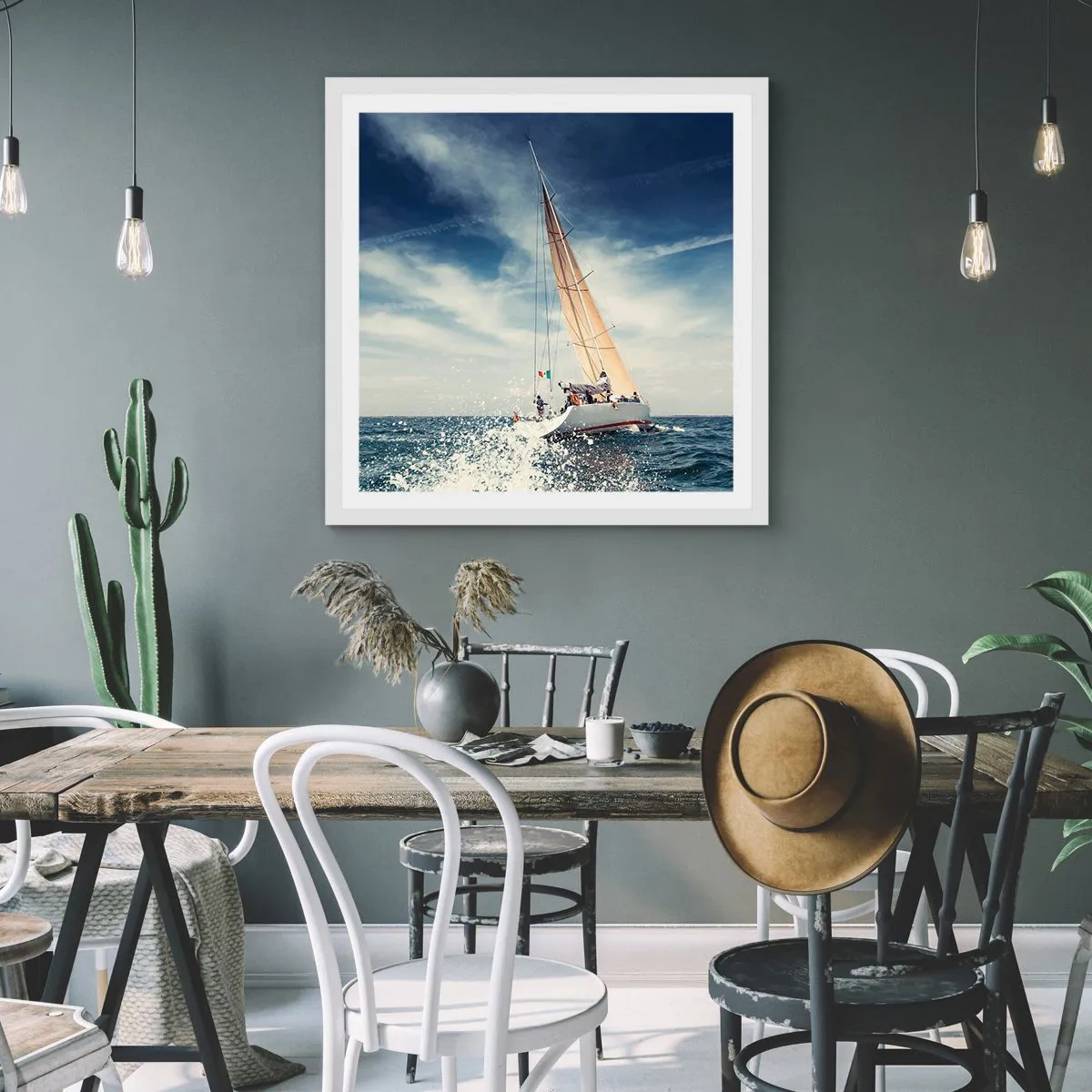 Affisch i vit ram - De hinner inte ikapp oss! - 60x60 cm