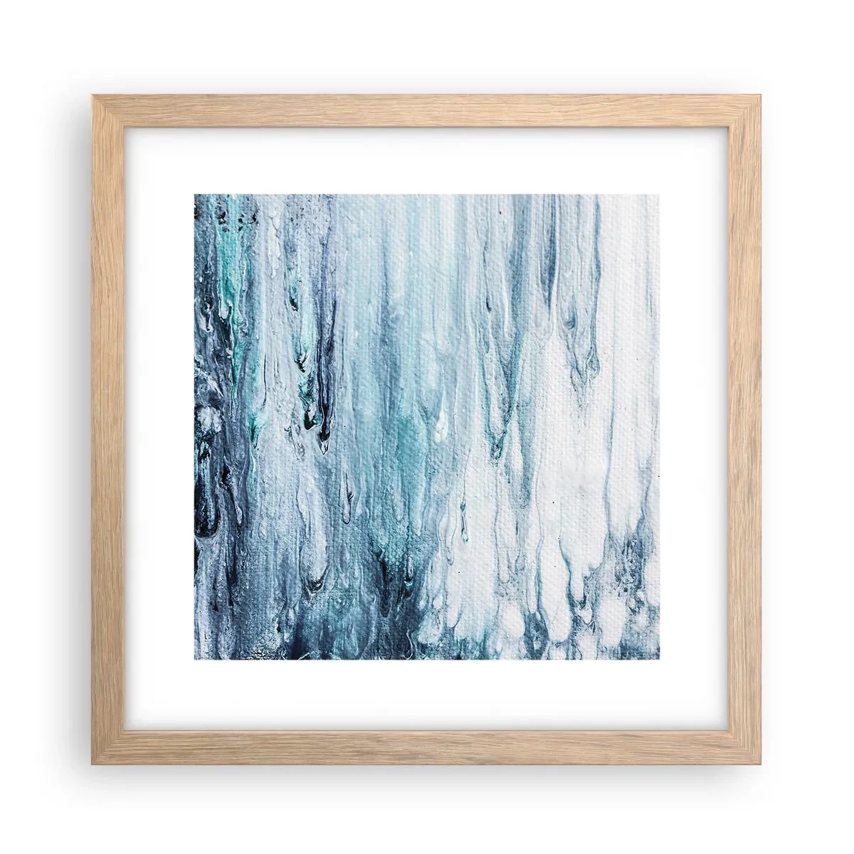 Affisch i ram av ljusek - Blåa istappar - 30x30 cm