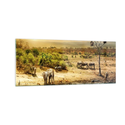 Glastavla - Bild på glas - "Det mynnade en flod från Eden…" - 100x40 cm