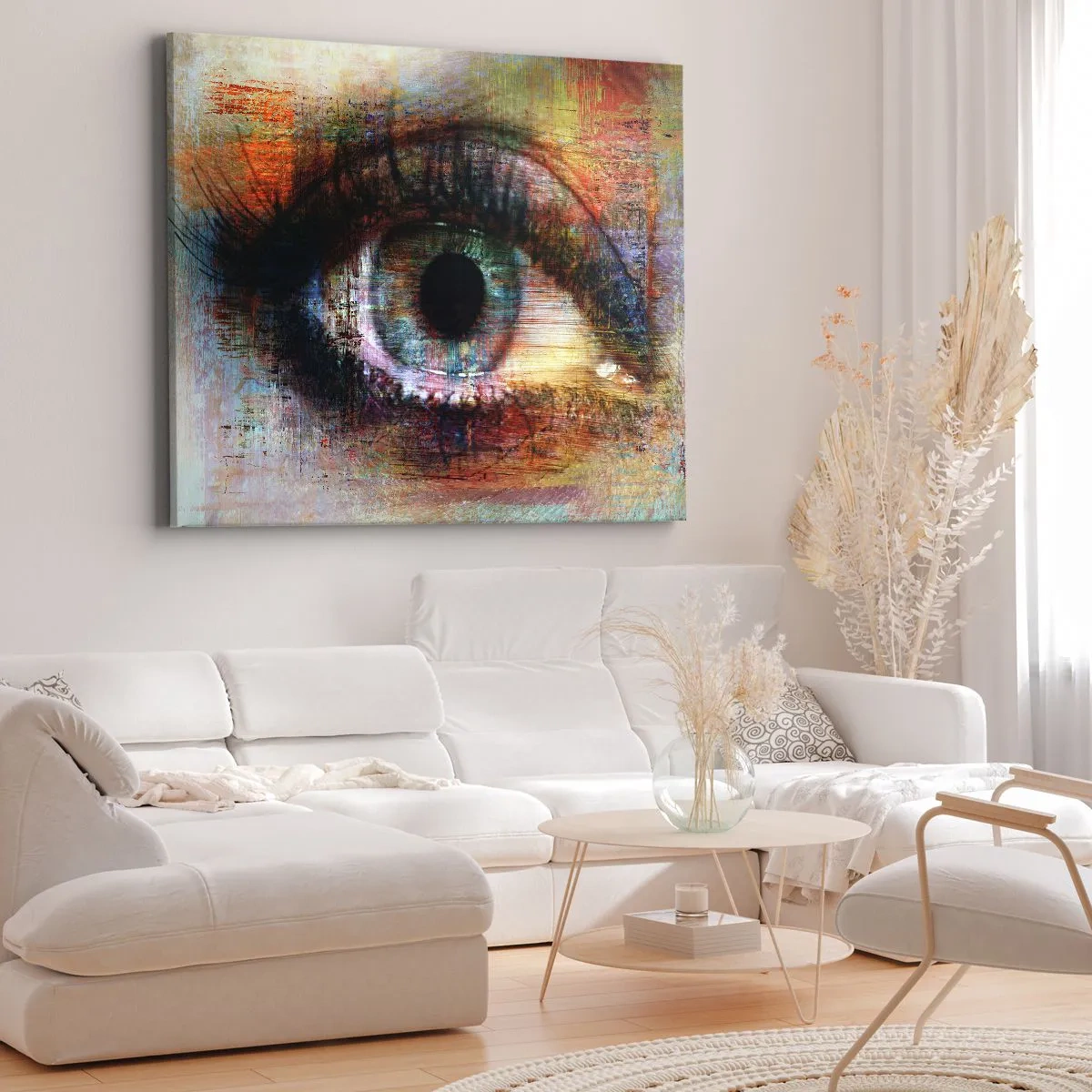 Canvastavla - Bild på duk - Konstnärligt öga i flerfärgad abstraktion - 70x50cm - Man kan titta in i själen - Modern väggdekoration för vardagsrum och sovrum ARTTOR