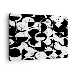 Canvastavla - Bild på duk - Abstrakt svartvitt geometriskt mönster med vintageeffekt - 70x50cm - Vit är vit och svart är svart - Modern väggdekoration för vardagsrum och sovrum ARTTOR