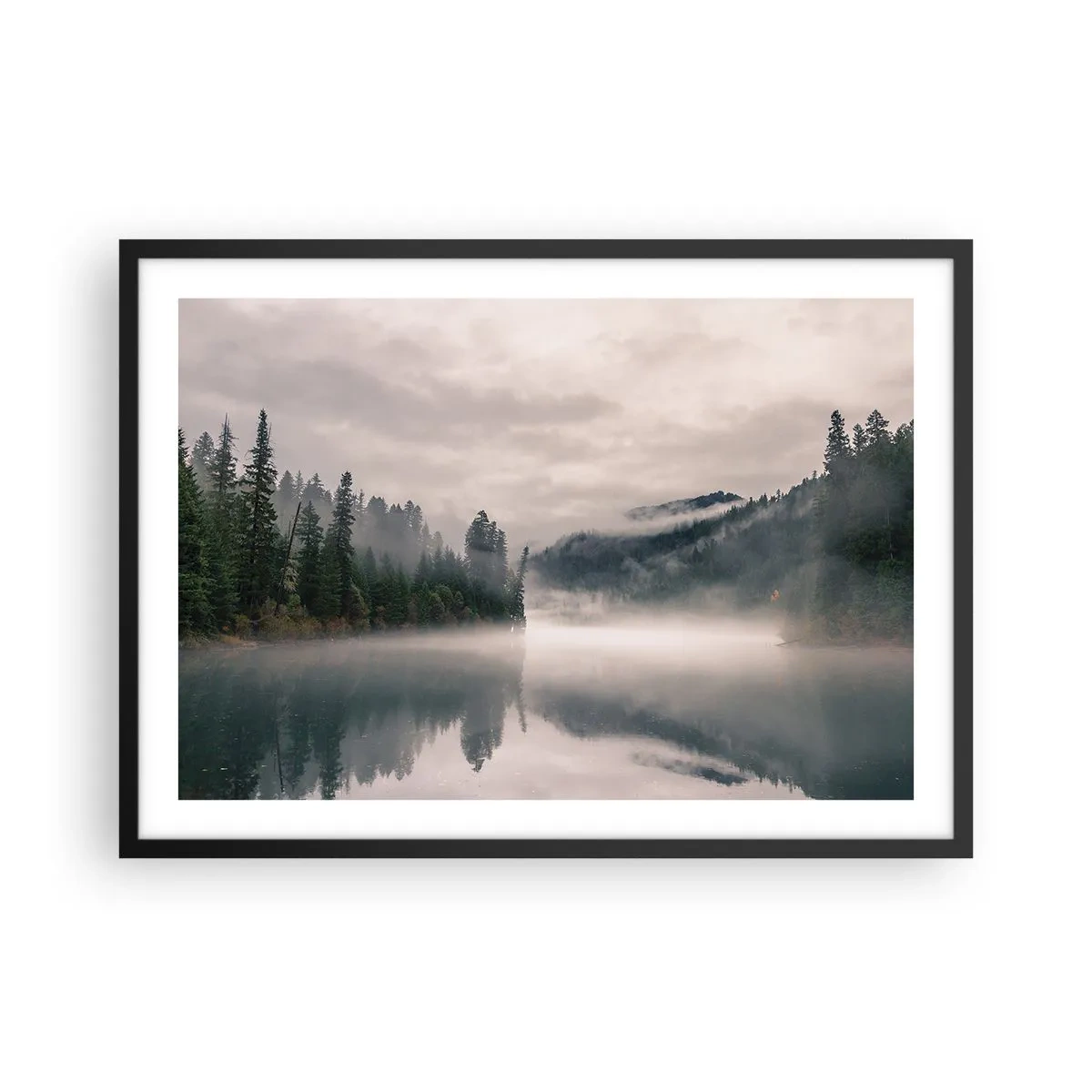 Affisch i svart ram - I förundran, i dimman - 70x50 cm