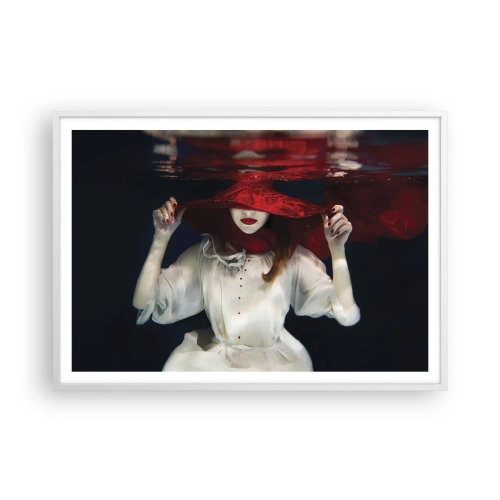 Affisch i vit ram - Konstig fru - 100x70 cm