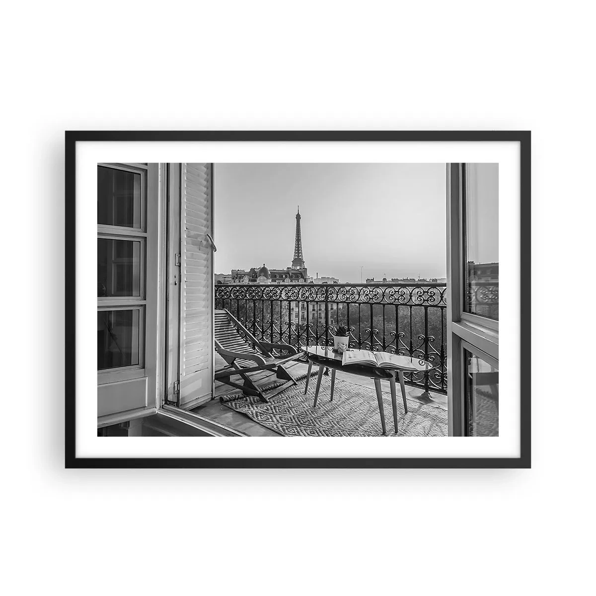 Affisch i svart ram - En eftermiddag i Paris - 70x50 cm