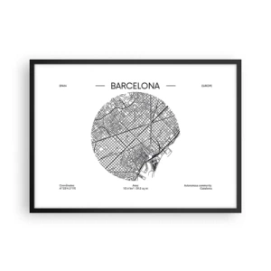 Affisch i svart ram - Barcelonas anatomi - 70x50 cm