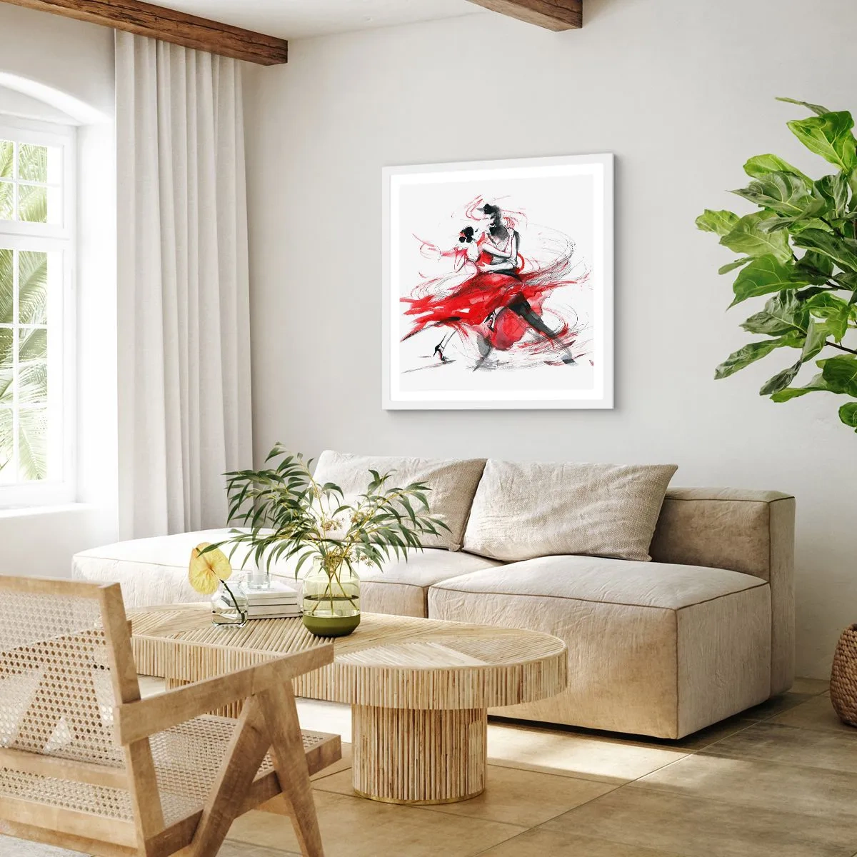 Affisch i vit ram - Tango - passionens rytm - 60x60 cm