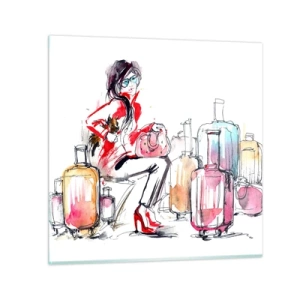 Glastavla - Bild på glas - Låt oss sätta oss inför resan - 30x30 cm