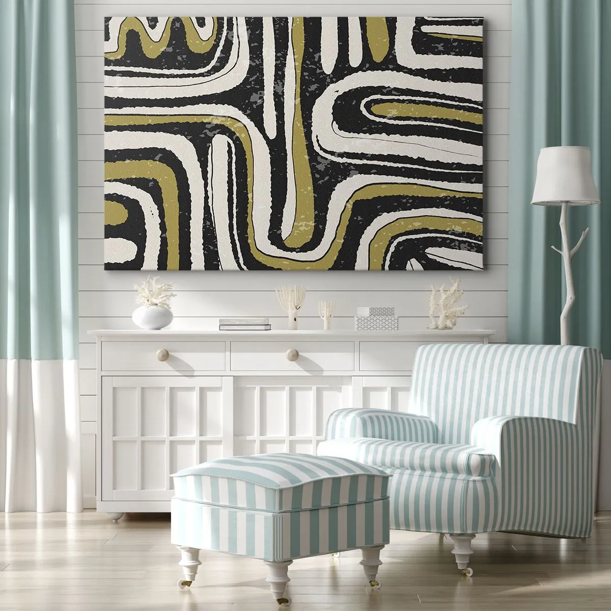 Canvastavla - Bild på duk - Komposition: stråk och gränder - 100x70 cm