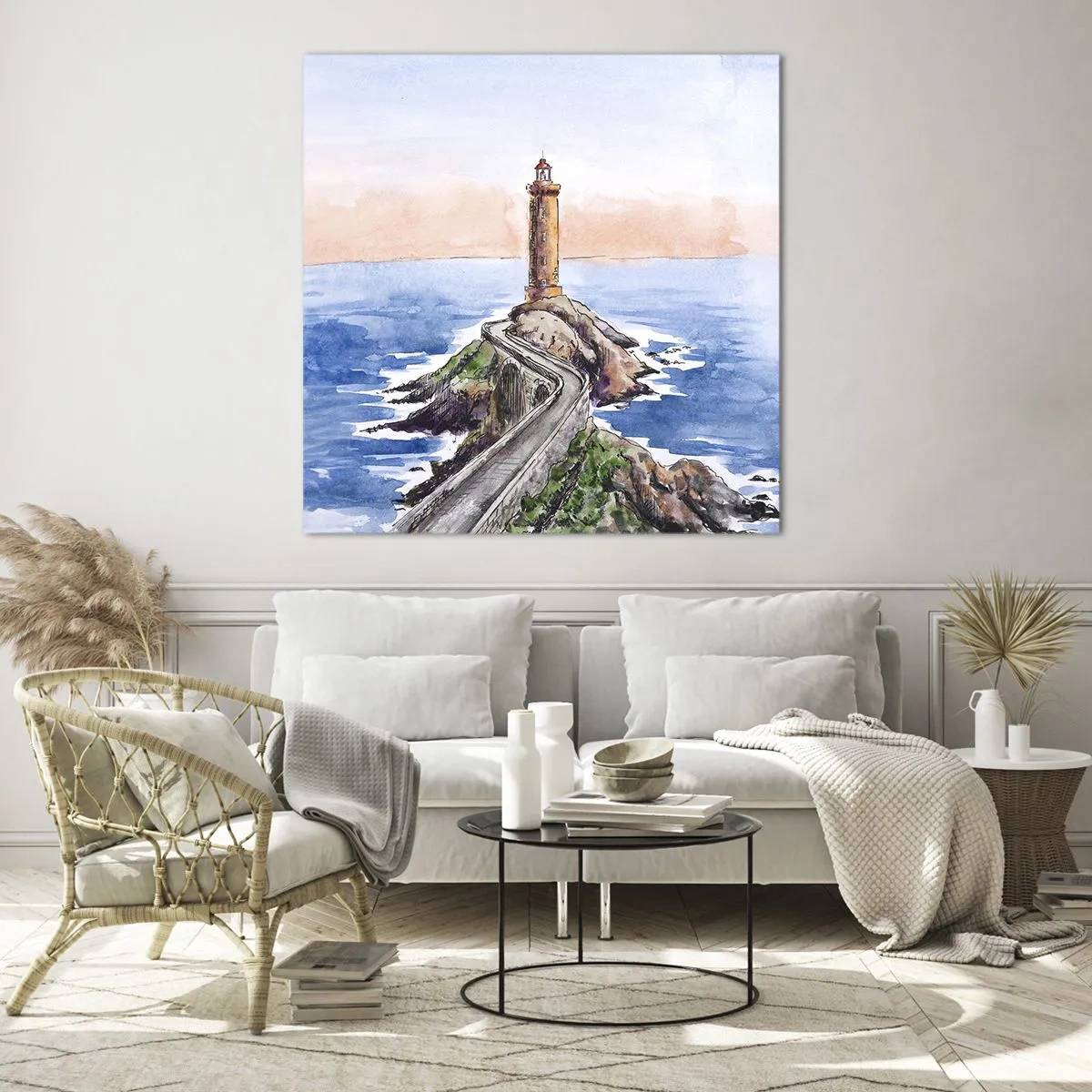 Glastavla - Bild på glas - Vänd mot havet - 50x50 cm