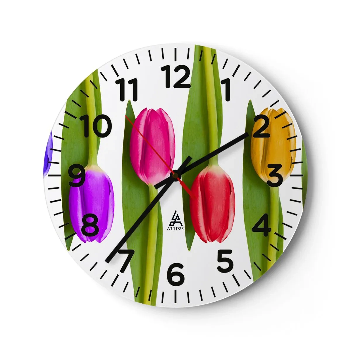 Väggklocka - Klocka på glas - Regnbågskomposition - 40x40 cm