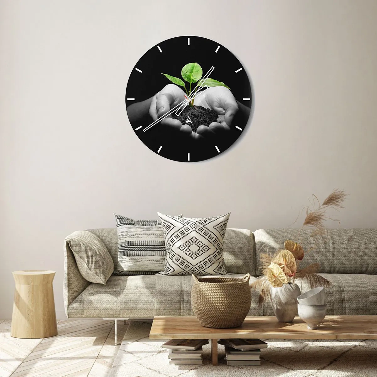 Väggklocka - Klocka på glas - Jag älskar naturen och skyddar den - 40x40 cm