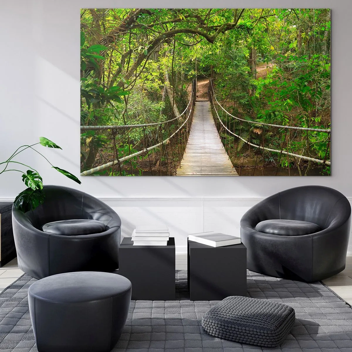 Glastavla - Bild på glas - Ty trädgården är full av klätterväxter - 120x80 cm