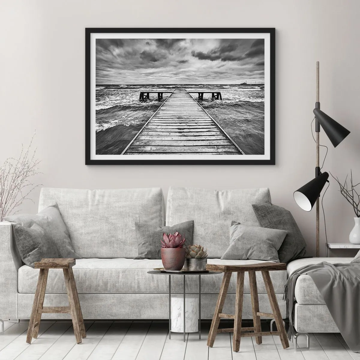 Affisch i svart ram - Jag väntar på vind som blåser bort... - 70x50 cm