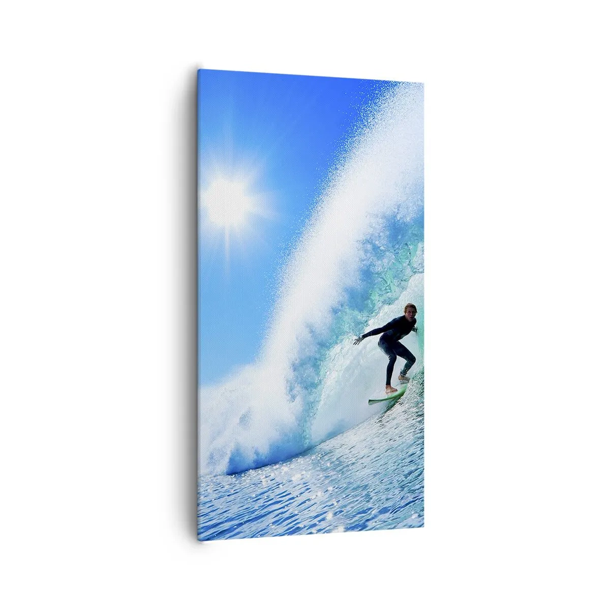 Canvastavla - Bild på duk - Genom stora blåa - 65x120 cm