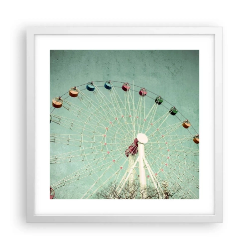 Affisch i vit ram - Välkommen att ha kul - 40x40 cm