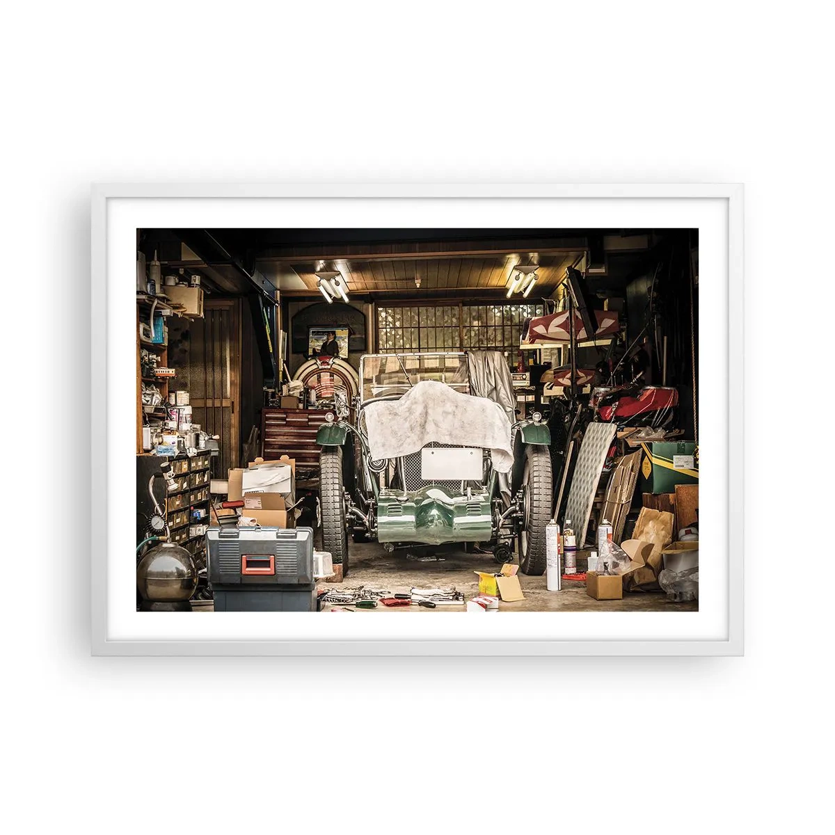 Affisch i vit ram - Tillbaka till det förflutna - 70x50 cm