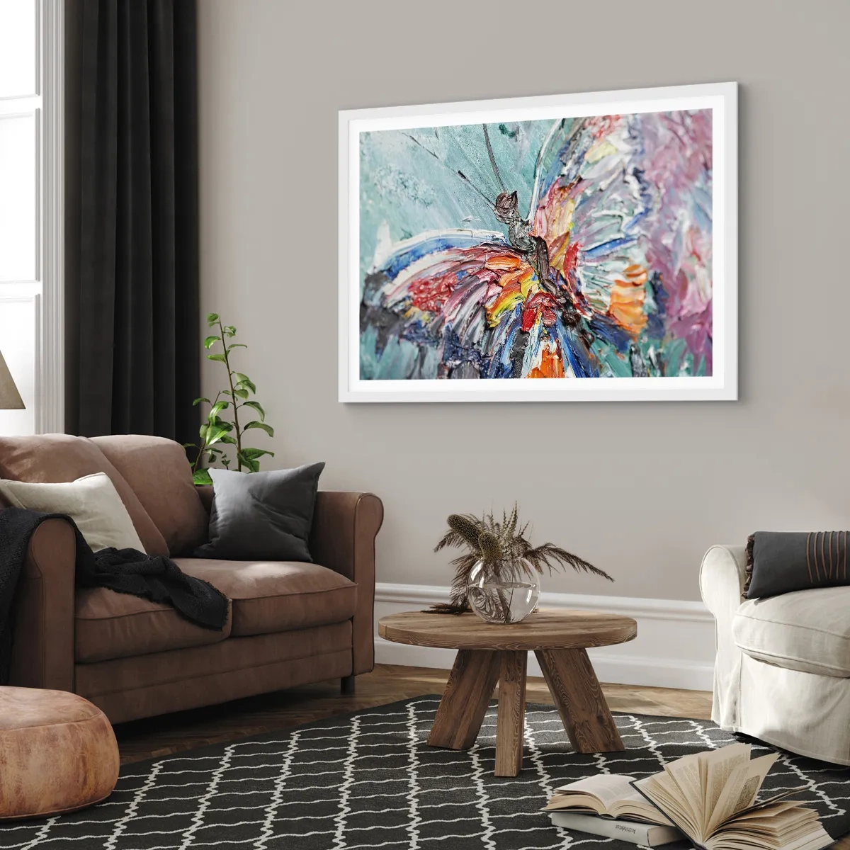 Affisch i vit ram - Målad av naturen - 100x70 cm