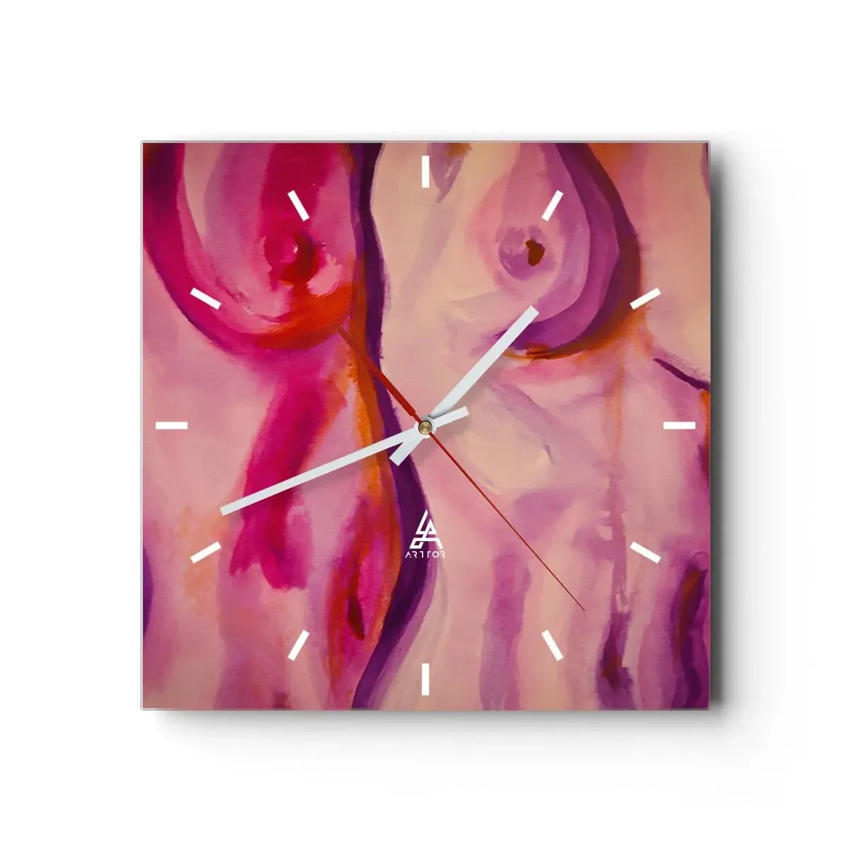 Väggklocka - Klocka på glas - Ode till kvinnlighet - 30x30 cm