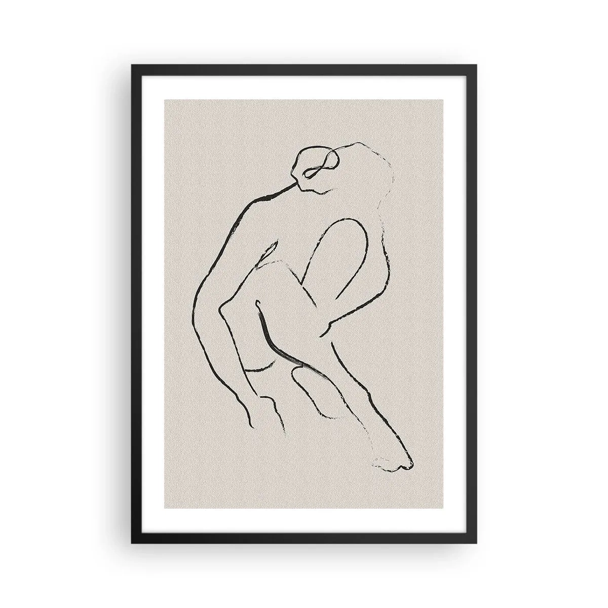 Affisch i svart ram - En minimalistisk skiss av en kvinnlig silhuett - 50x70cm - Intim skiss - Modern väggdekoration för vardagsrum och sovrum ARTTOR
