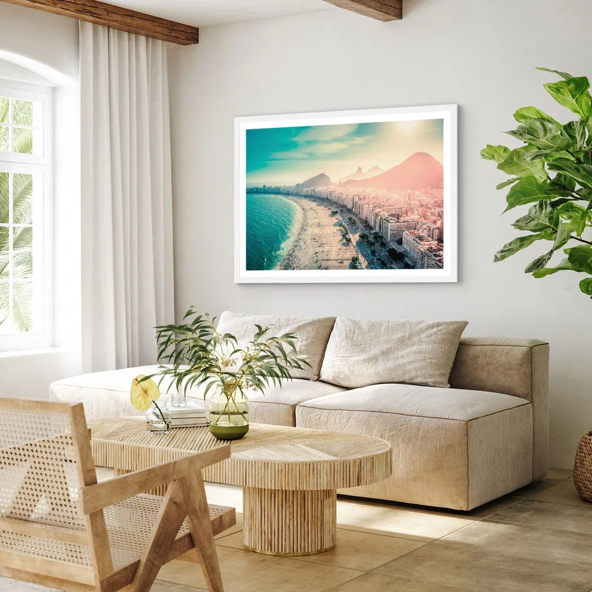 Affisch i vit ram - Evig semester i Rio - 70x50 cm