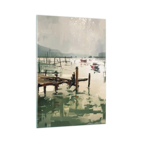 Glastavla - Bild på glas - Täckt med smält måne - 80x120 cm