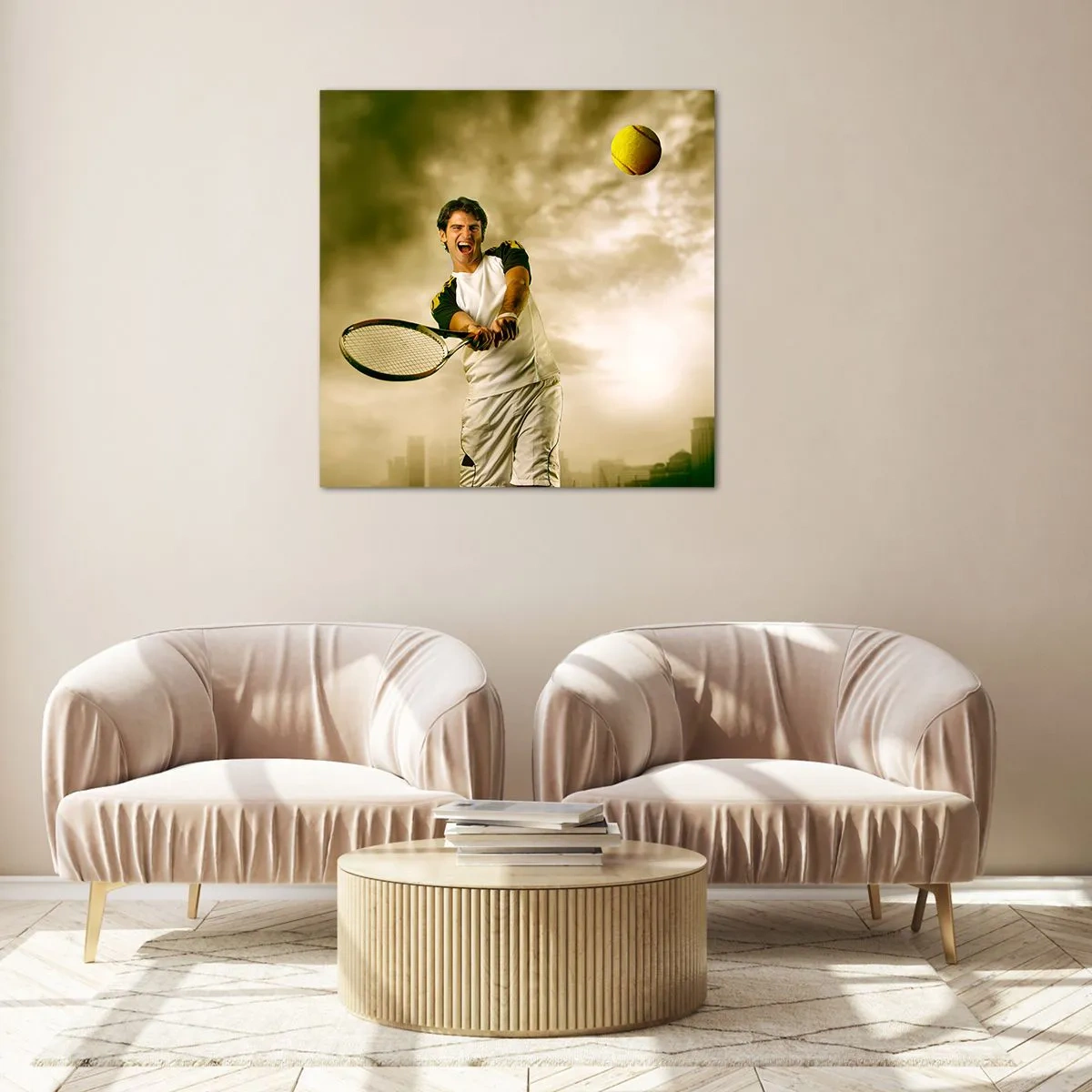 Glastavla - Bild på glas - Energi och glädje - 70x70 cm