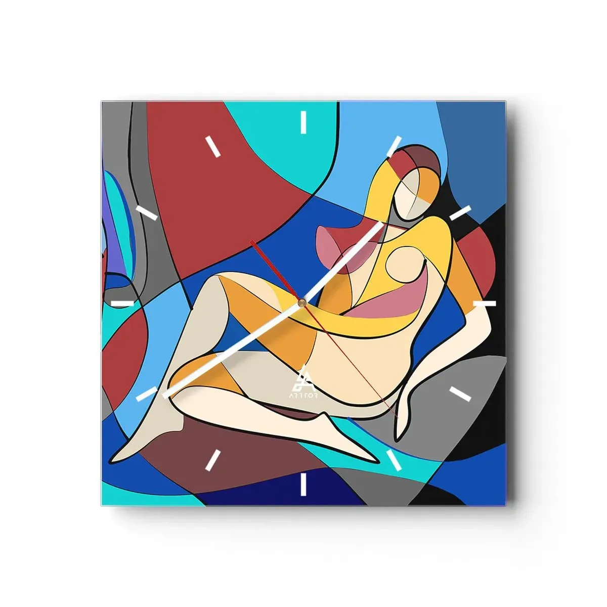 Väggklocka - Klocka på glas - Kubistisk nakenbild - 30x30 cm