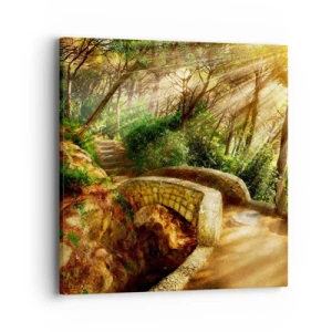 Canvastavla - Bild på duk - Från bron till sagoskogen - 40x40 cm
