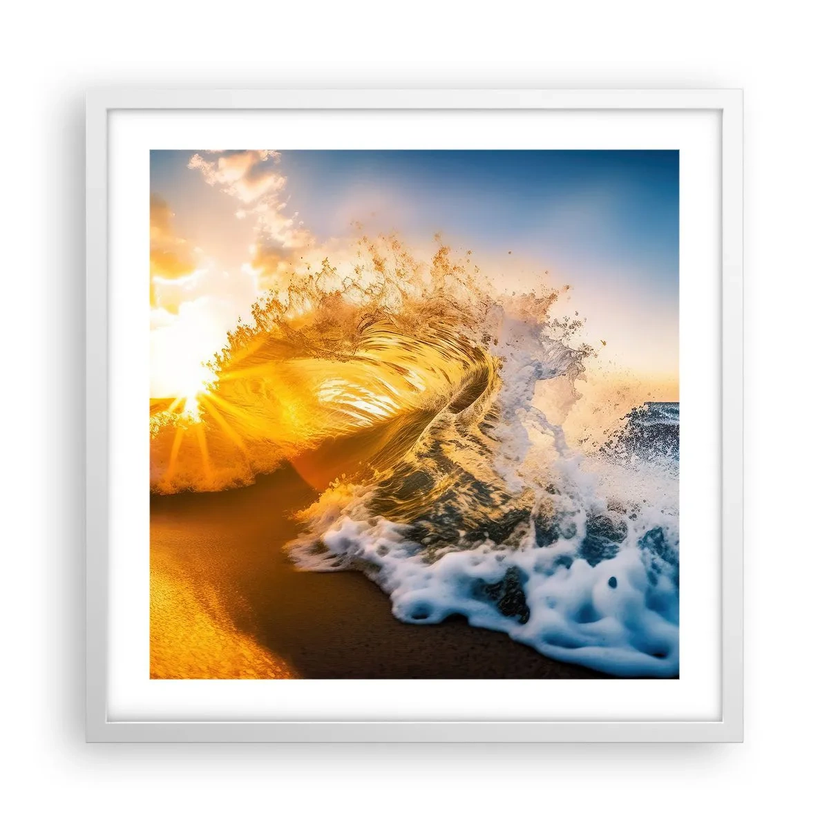 Affisch i vit ram - Lek i sanden - 50x50 cm