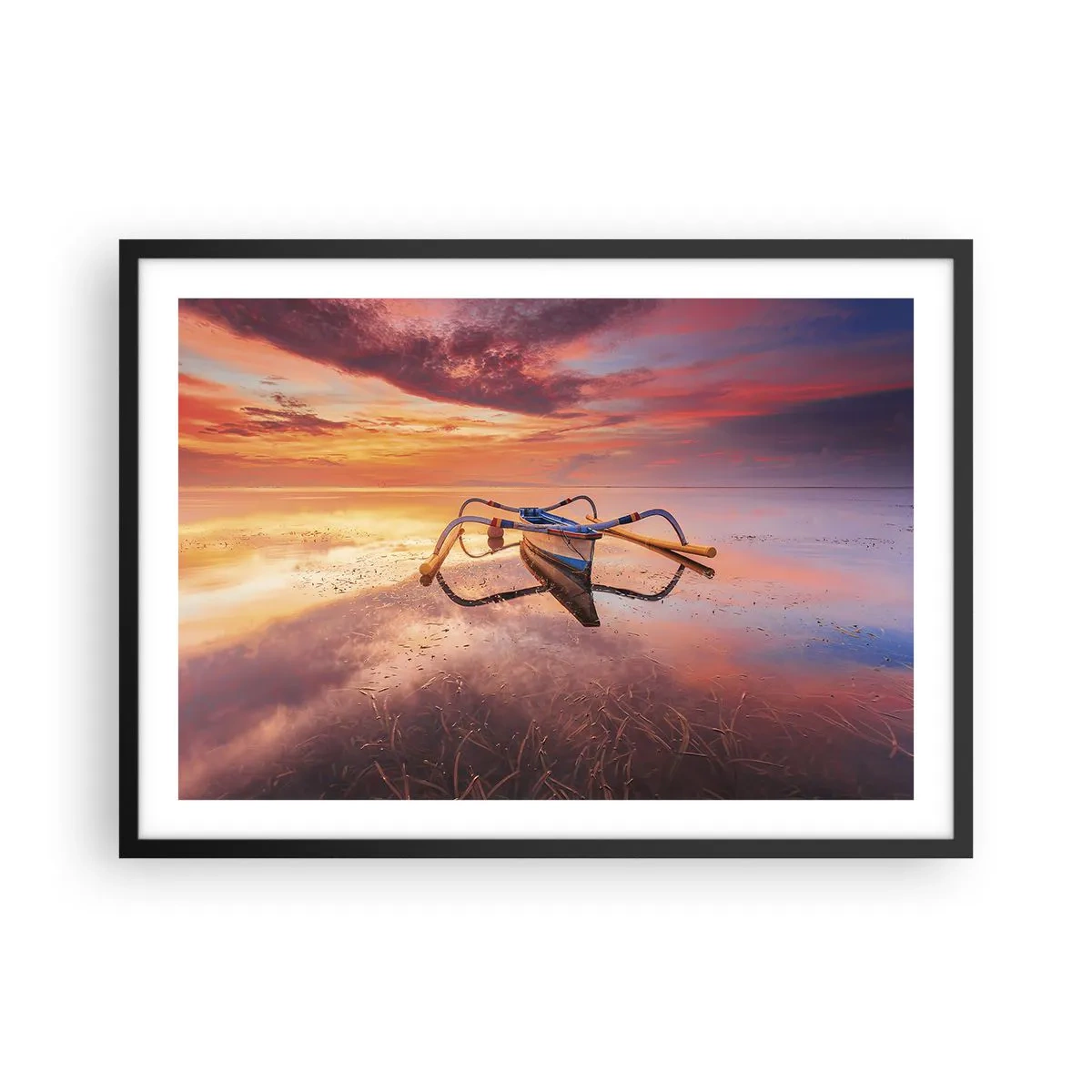 Affisch i svart ram - Tropiska kvällens lugn - 70x50 cm