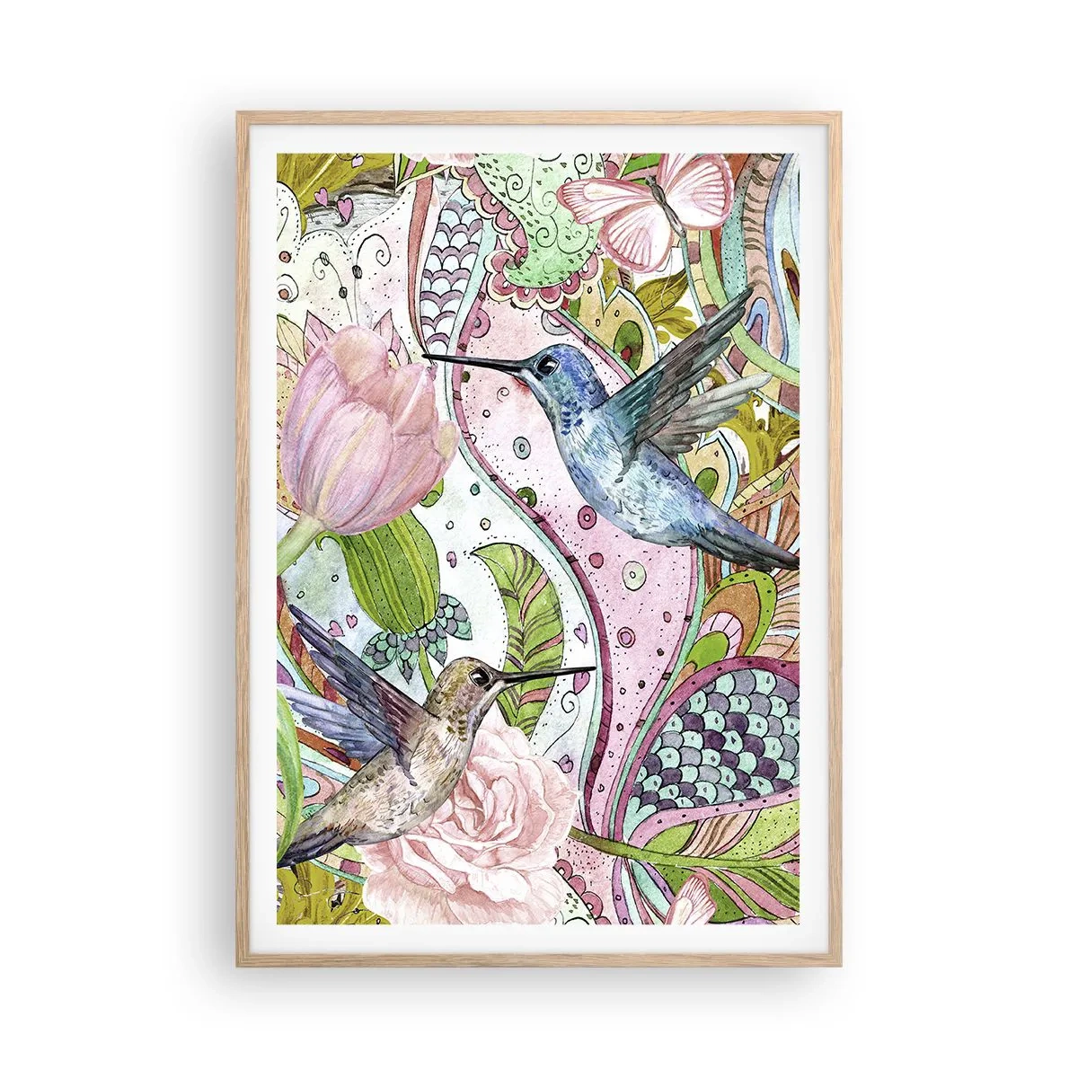 Affisch i ram av ljusek - Inbäddade i klätterväxter - 70x100 cm