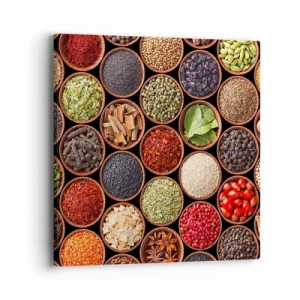 Canvastavla - Bild på duk - Världens alla smaker - 40x40 cm