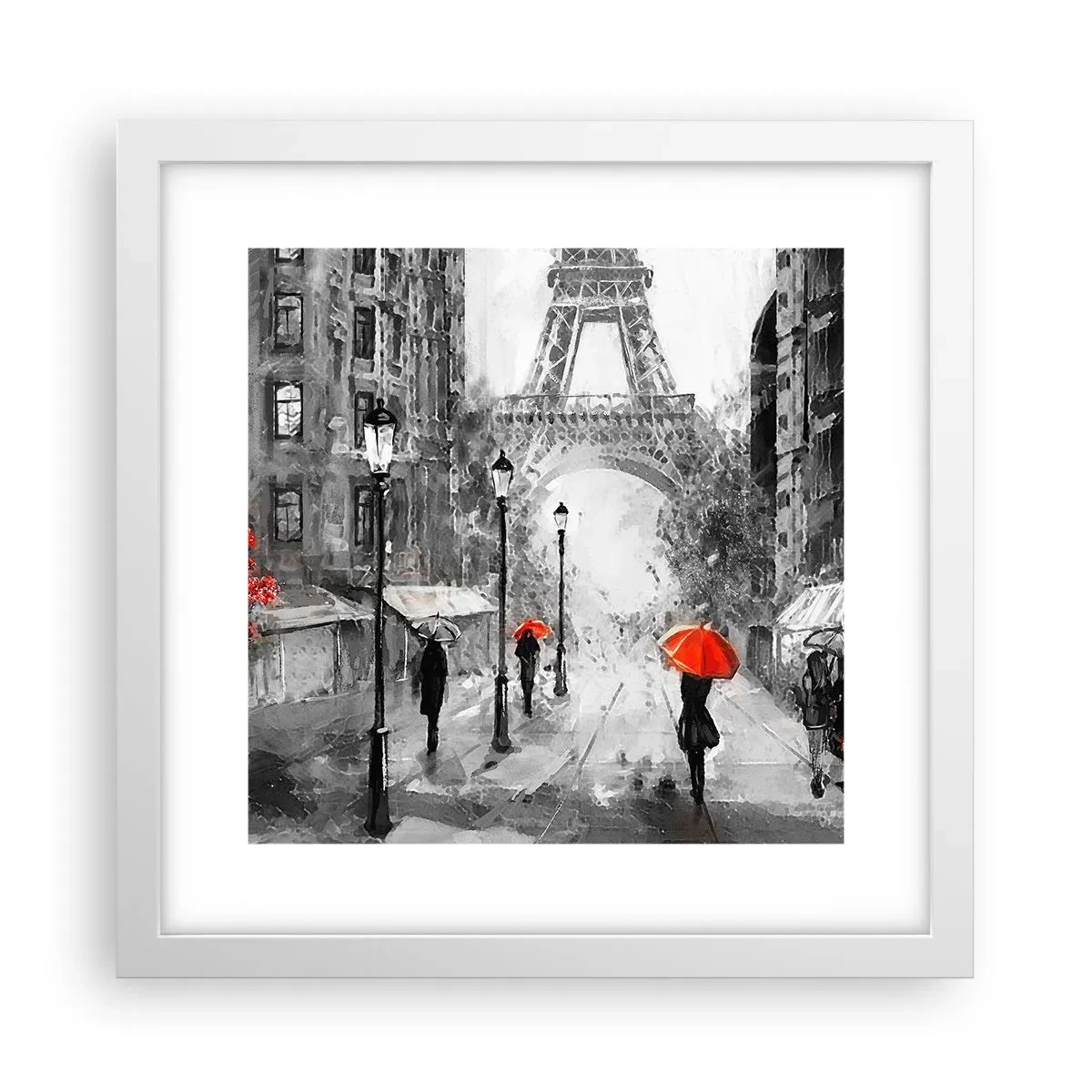 Affisch i vit ram - Alla vägar leder till tornet - 30x30 cm