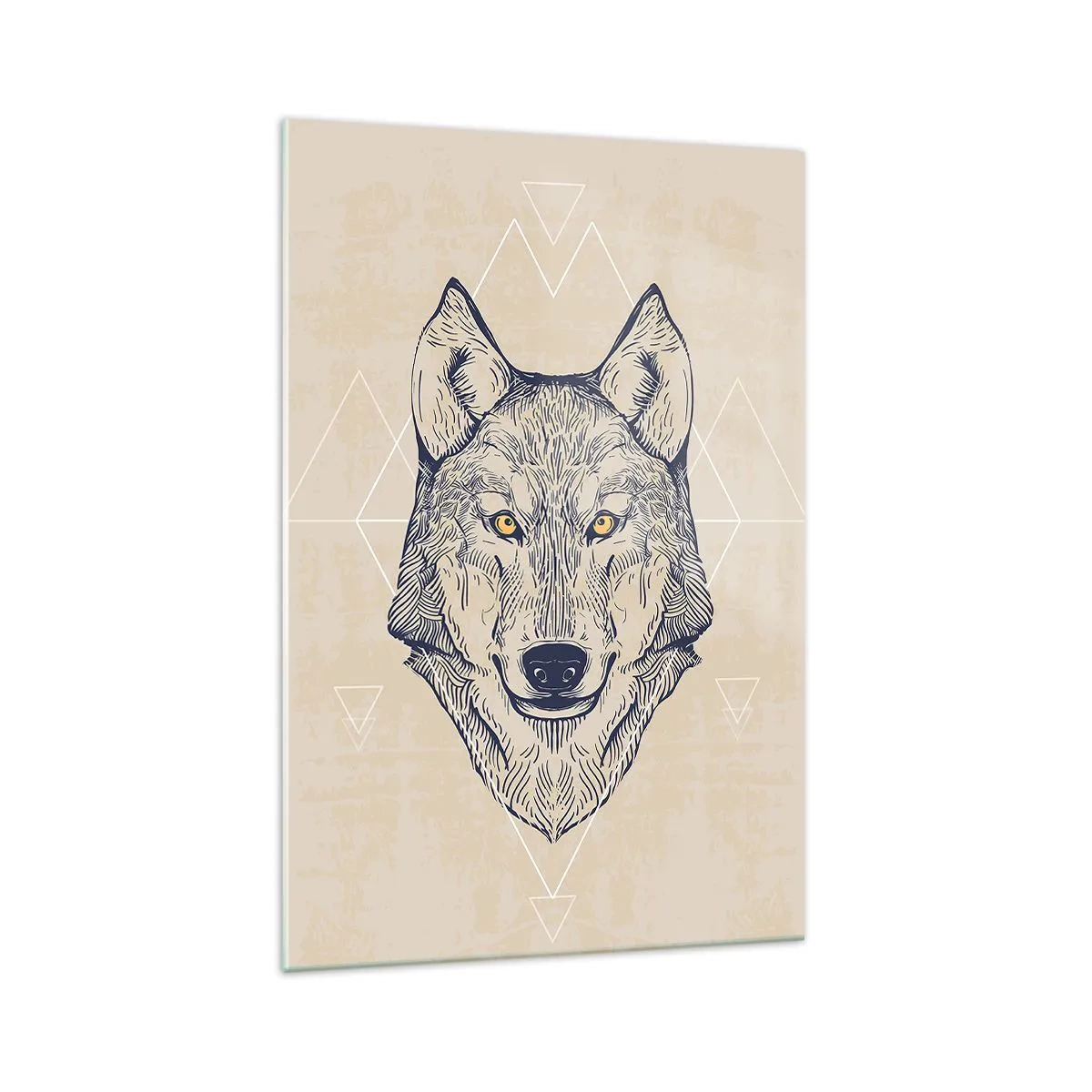 Glastavla - Bild på glas - Alfa med genomborrande blick - 70x100 cm