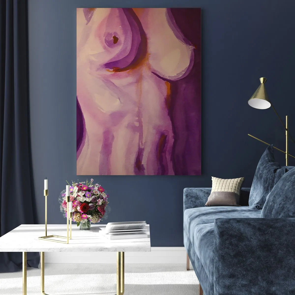 Glastavla - Bild på glas - Ode till kvinnlighet - 50x70 cm