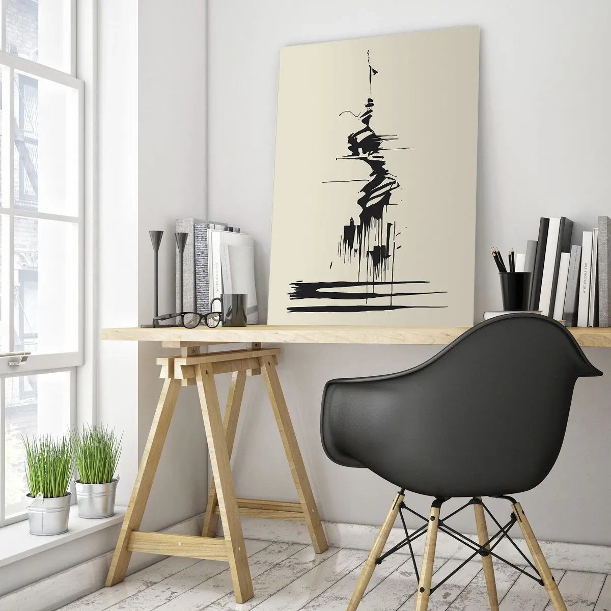 Glastavla - Bild på glas - Skyndsam abstraktion - 80x120 cm