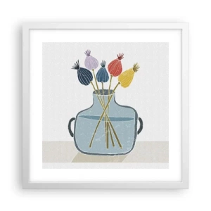 Affisch i vit ram - Vallmovas - 40x40 cm