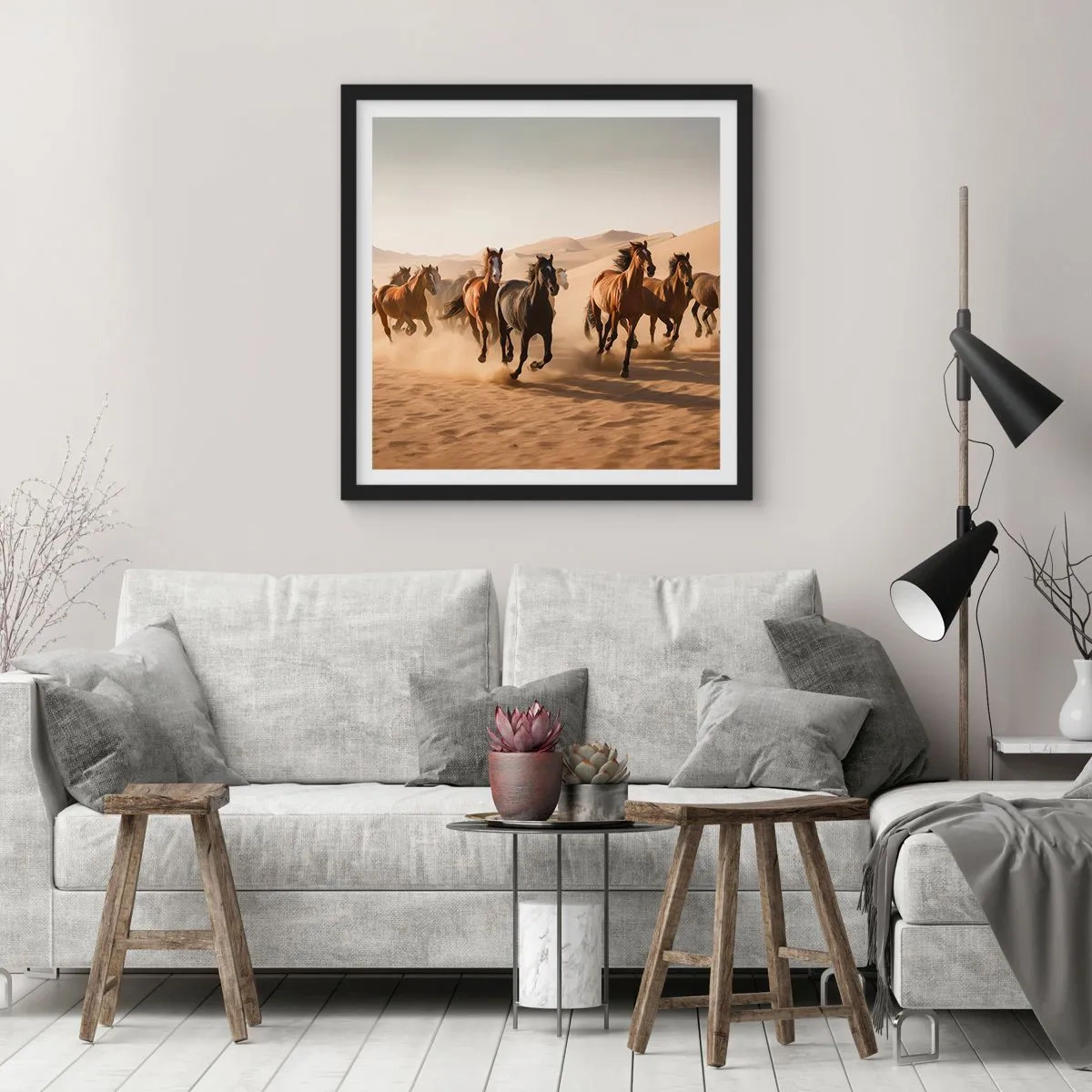 Affisch i svart ram - Fri som vinden - 60x60 cm