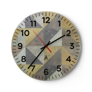 Väggklocka - Klocka på glas - Under triangelns vinkel - 40x40 cm