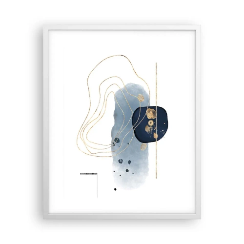 Affisch i vit ram - Blå-guld fantasi - 40x50 cm